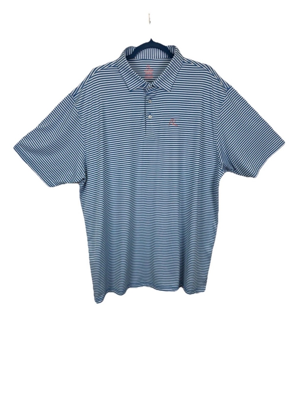 Rhoback The Captain Stripe Golf Polo Shirt Mens XXXL 3XL Blue White Performance